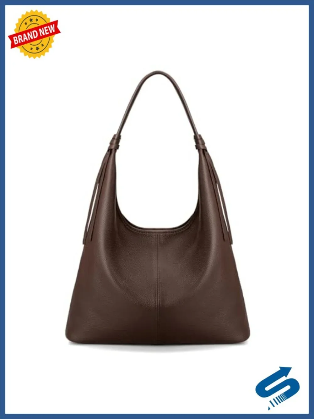 Genuine Leather Slouchy Hobo Tote Handbag, Tassel, Magnetic Closure, Women's